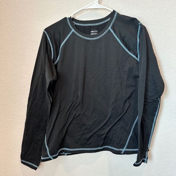 Marmot Black Crew Neck Lightweight Base Layer Sweater - Size Large - EUC - Picture 1 of 5